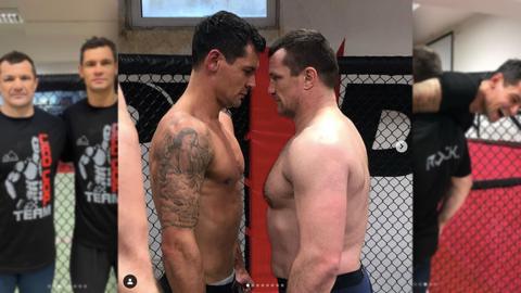 Dejan Lovren and Mirko Filipovic face off in the ring.