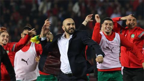 Morocco celebrate victory against Brazil