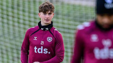 James Wilson in training for Hearts