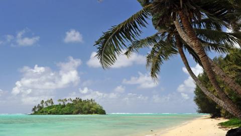 A sandy beach on the Cook Islands