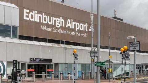 Outside main entrance of Edinburgh Airport. 