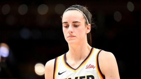 Caitlin Clark pictured during a WNBA game