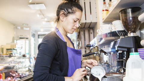 Woman working in a coffee shop