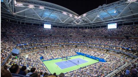 A US Open night session on Arthur Ashe Stadium