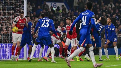 Ben White scores Arsenal's first goal against Chelsea