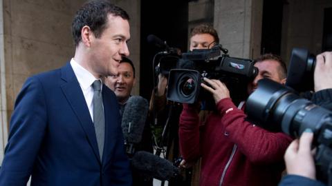 George Osborne arrives for his first day of work as editor of the Evening Standard