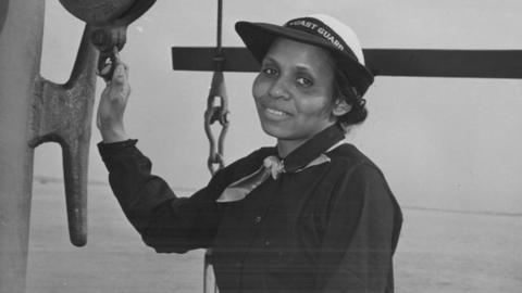 photographic portrait of Olivia Hooker in her uniform, in 1945 she became the first African-American woman to join the United States Coast Guard, Brooklyn, New York, 1945