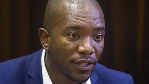 Mmusi Maimane, Parliamentary leader of the official opposition Democratic Alliance (DA), addresses a press conference on February 13, 2015, in Cape Town