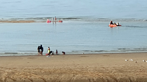People stranded on Rhyl beach