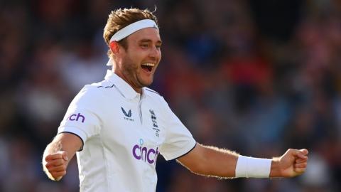 Stuart Broad celebrates