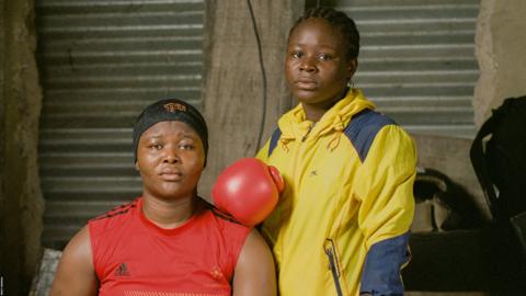 A photo of Nigerian boxers Idara Udotte and Dorcas Onoja