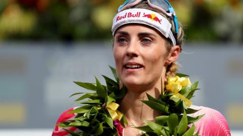 British triathlete Lucy Charles-Barclay looks on after finishing second at the Ironman World Championships