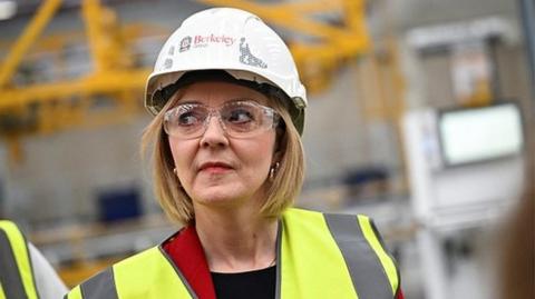 Liz Truss visits a factory