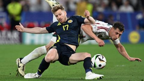 Scotland's Stuart Armstrong and Hungary's Willi Orban