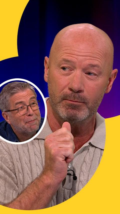 Alan Shearer on Match of the Day with Mark Chapman looking surprised