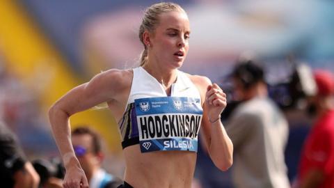 Keely Hodgkinson in action in Silesia during her winning return to racing