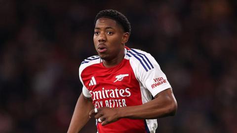 Myles Lewis-Skelly in action for Arsenal