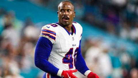 NFL star Von Miller during Buffalo Bill's 31-10 victory against Miami Dolphins on 13 September.