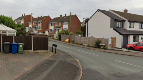 A Google Maps image of Bowling Green Avenue in Wilnecote, near Tamworth.  