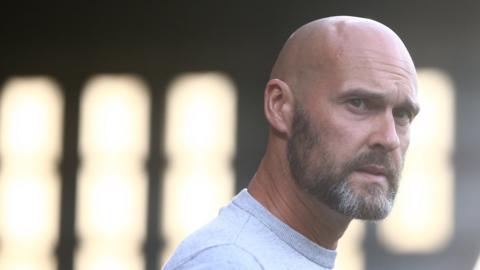 Notts County boss Luke Williams on the touchline at Meadow Lane