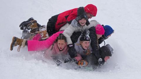 Kids sledging