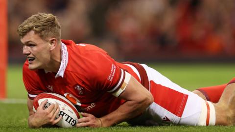 Taine Plumtree scored for Wales in the uncapped match against Barbarians in November 2023