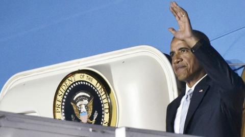 Barack Obama arrives in Poland