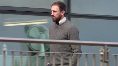 Thomas Taylor arrives at Caernarfon Magistrates' Court