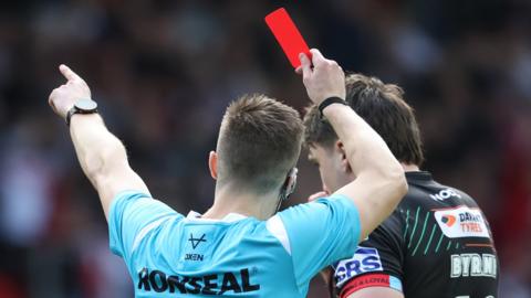 Liam Byrne is sent off in Wigan's loss to St Helens