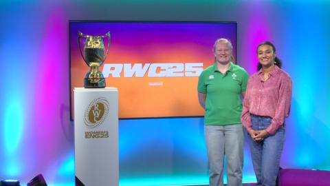 Nina and Aoife on the Newsround set