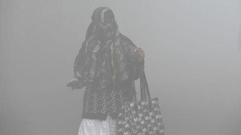 A thick layer of smog seen engulfed at sector-10 ground near Shiv Mandir, on November 19, 2024 in Ghaziabad, India.