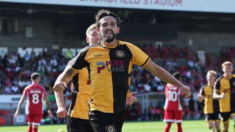Newport County's Liam Shephard celebrates