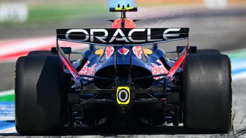 The rear of the Red Bull car, driven by Isack Hadjar 