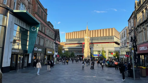 Leicester city centre centred on the iconic Clock Tower near Highcross and Haymarket shopping centres