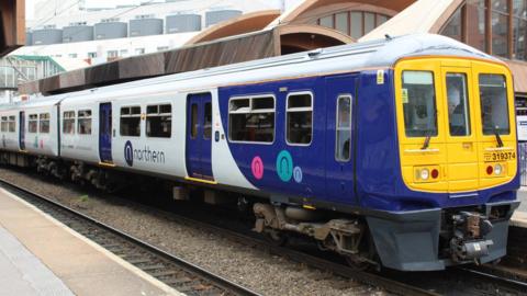 Train waiting in a platform