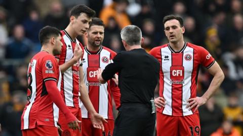 Sheffield United players with referee