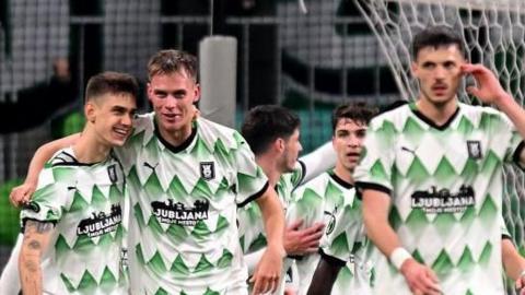 Ivan Durdov celebrates scoring for Olimpija