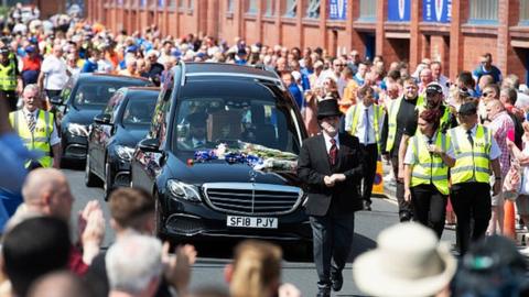 Funeral cortege at Ibrox