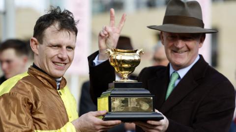 Willie Mullins, left, and Paul Townend with the Gold Cup