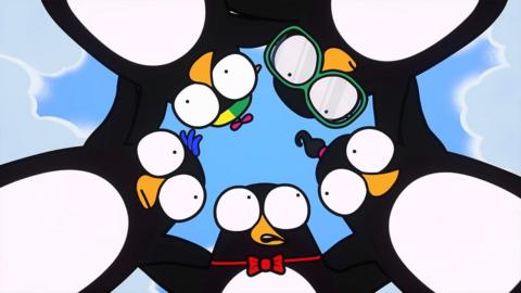 Piripenguins heads into a circle. 