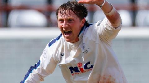 Dom Bess celebrates wicket
