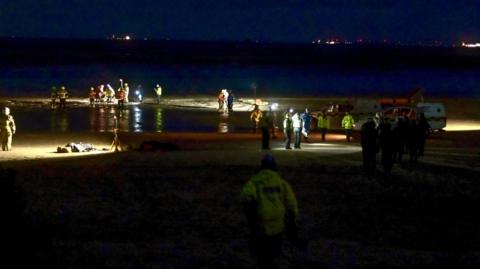 Emergency workers on Fitties Beach