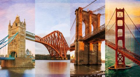 Tower Bridge, Forth Bridge, Brooklyn Bridge and the Goldengate bridge.