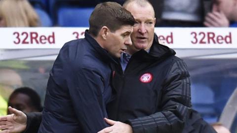 Rangers manager Steven Gerrard and Hamilton Accies head coach Brian Rice