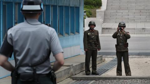 North and South Korean soldiers at Panmunjom