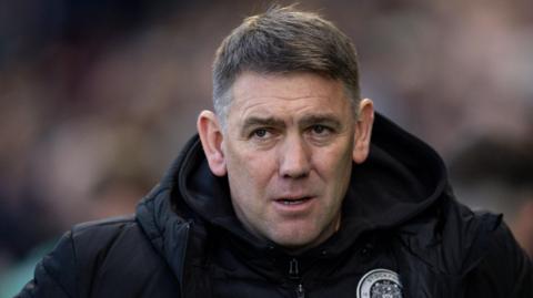 Dave Challinor looks on during a Stockport County fixture