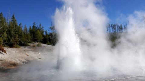 The geyser seen erupting