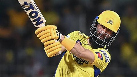 Chennai Super Kings' Moeen Ali plays a shot during the Indian Premier League (IPL) Twenty20 first qualifier cricket match between Chennai Super Kings and Gujarat Titans at the MA Chidambaram Stadium in Chennai on May 23, 2023.