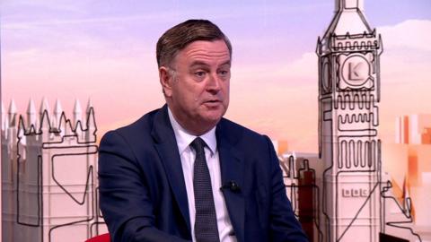 Mel Stride is pictured on the set of Laura Kuenssberg