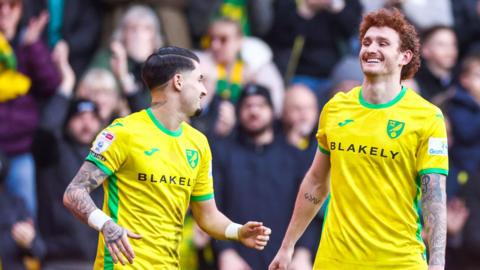 Josh Sargent (right) celebrates with Borja Sainz